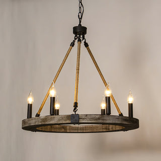 Mysilora Lustre Industriel Vintage Roue Bois Métal