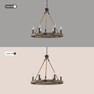 Mysilora Lustre Industriel Vintage Roue Bois Métal