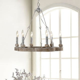 Mysilora Lustre Industriel Vintage Roue Bois Métal