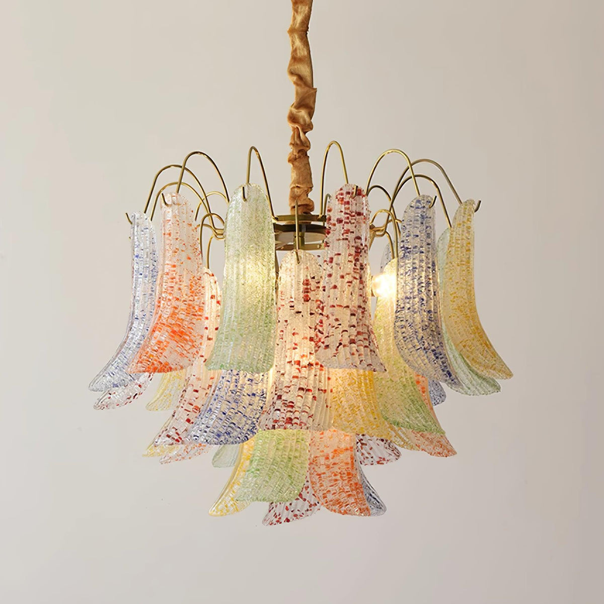 Chandelier Glass Petals Metal Frame Colorful Artistic Ambience-Neutral Decor