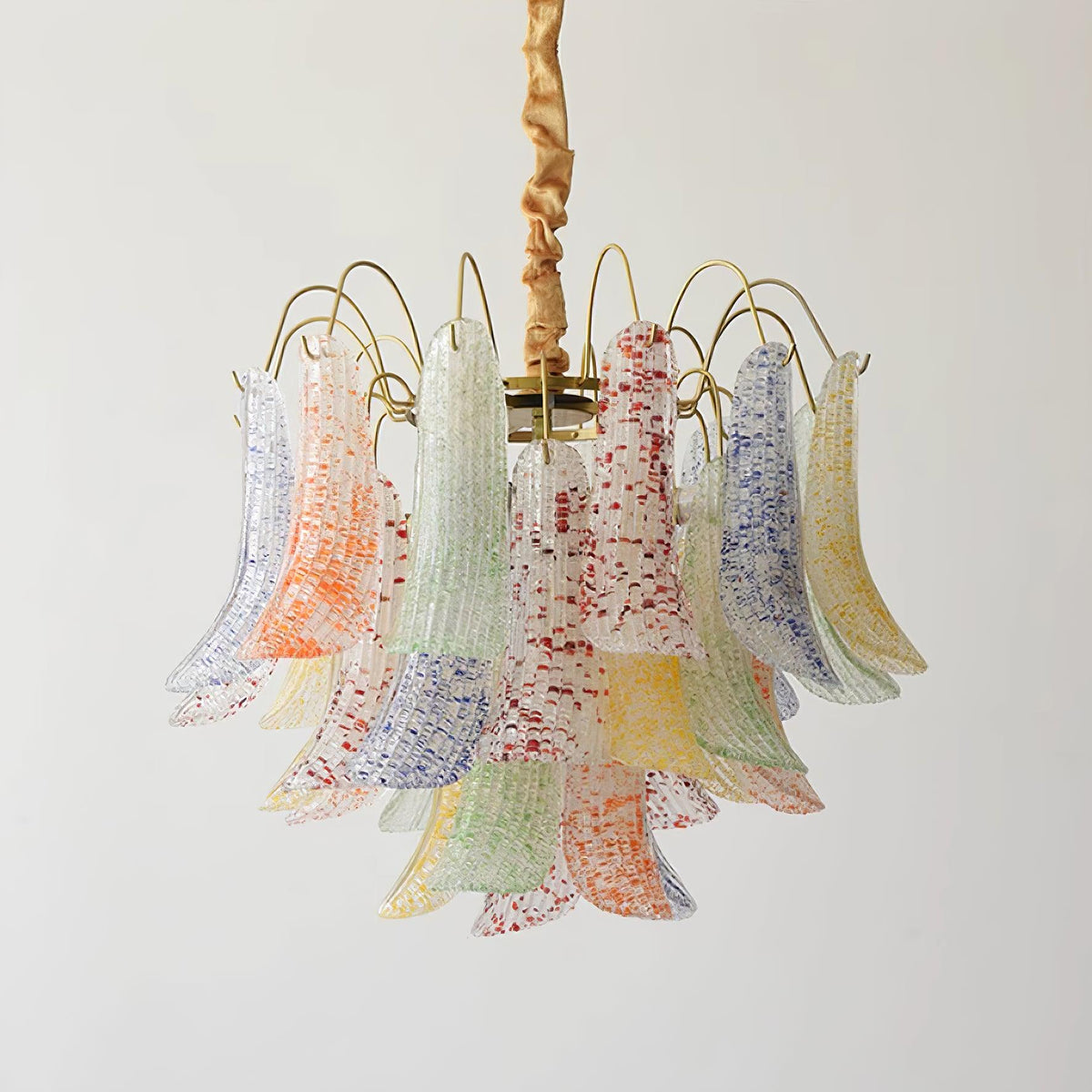 Chandelier Glass Petals Metal Frame Colorful Artistic Ambience-Neutral Decor