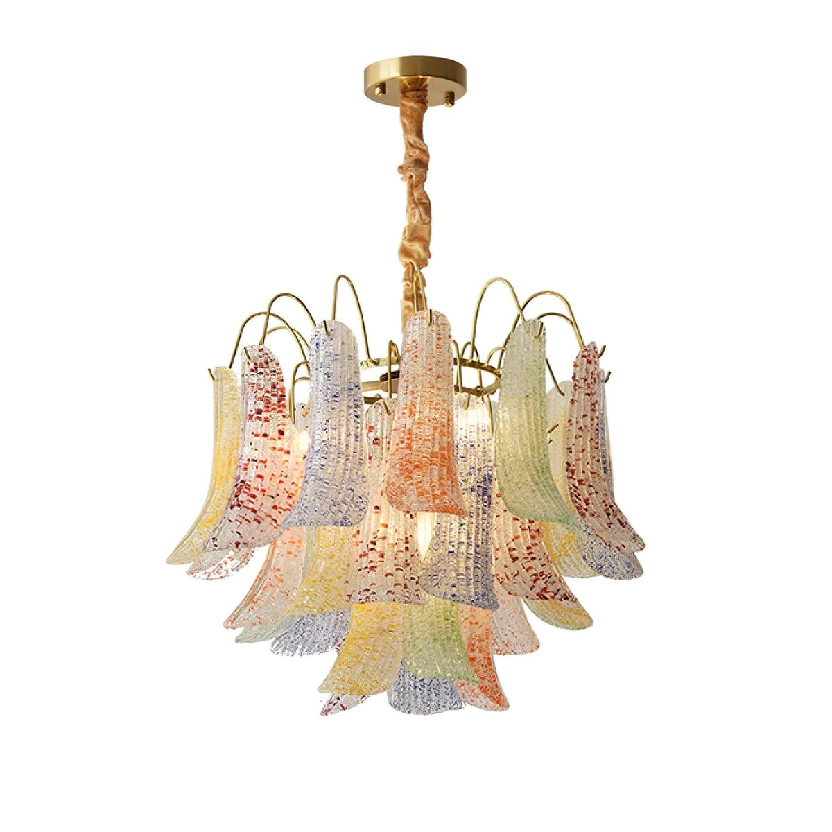 Chandelier Glass Petals Metal Frame Colorful Artistic Ambience-Neutral Decor