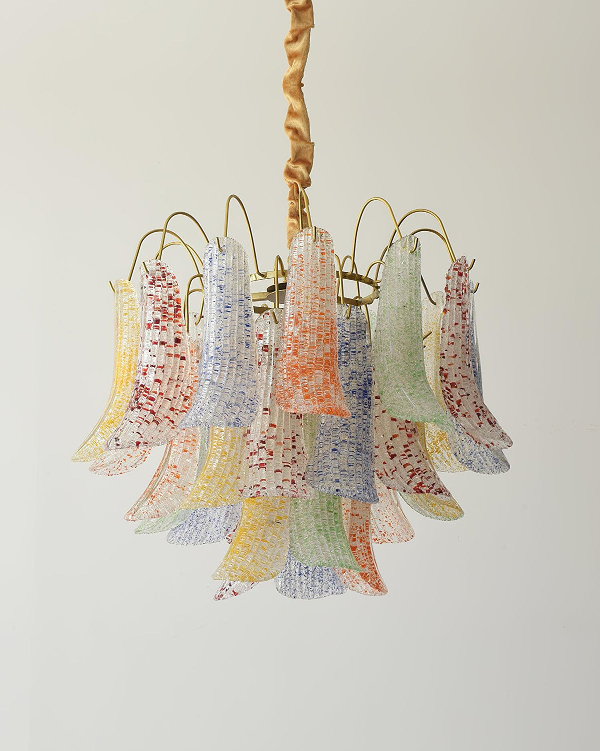 Chandelier Glass Petals Metal Frame Colorful Artistic Ambience-Neutral Decor