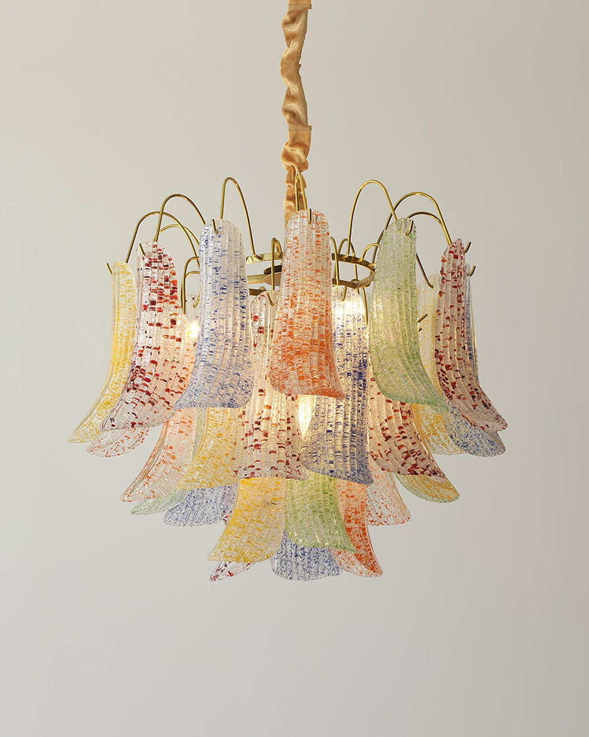 Chandelier Glass Petals Metal Frame Colorful Artistic Ambience-Neutral Decor