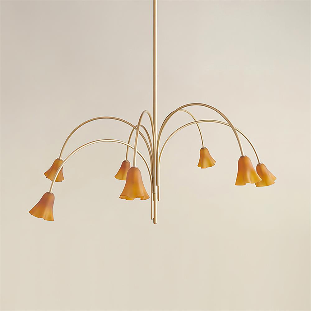 Eloria Chandelier Flower-Shaped Glass Gold Arms-Neutral Decor