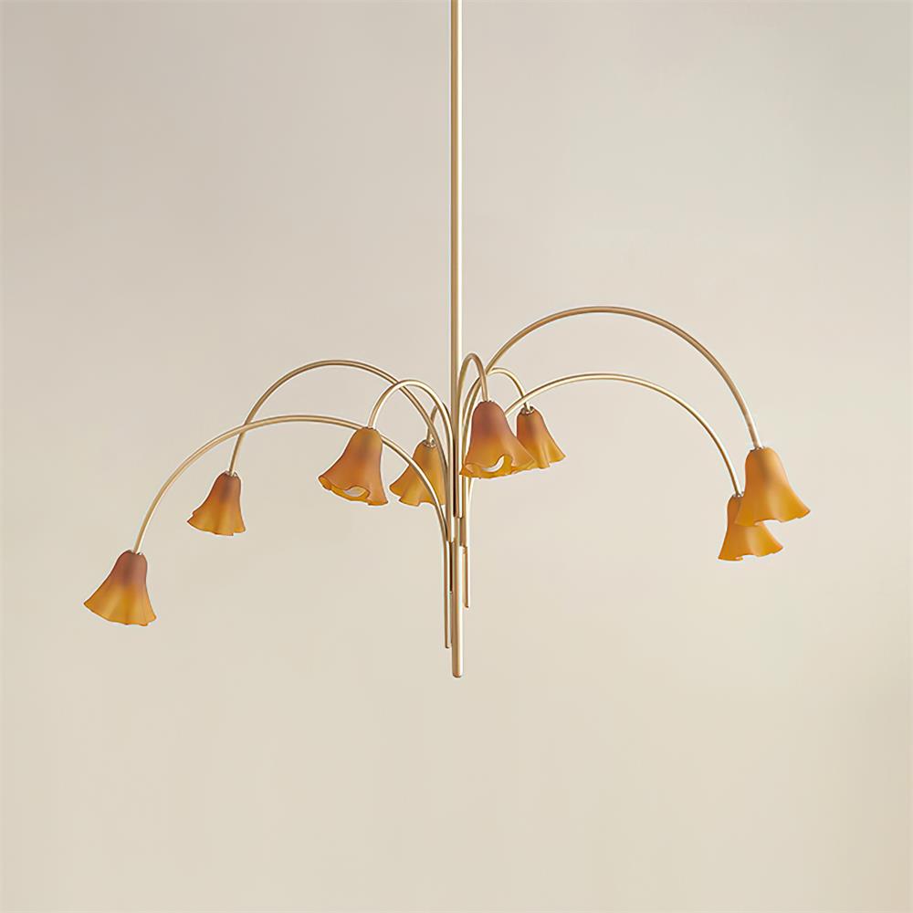 Eloria Chandelier Flower-Shaped Glass Gold Arms-Neutral Decor