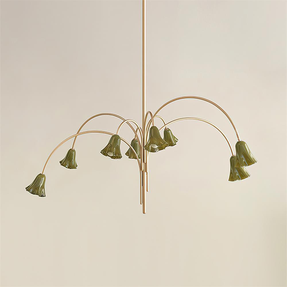 Eloria Chandelier Flower-Shaped Glass Gold Arms-Neutral Decor
