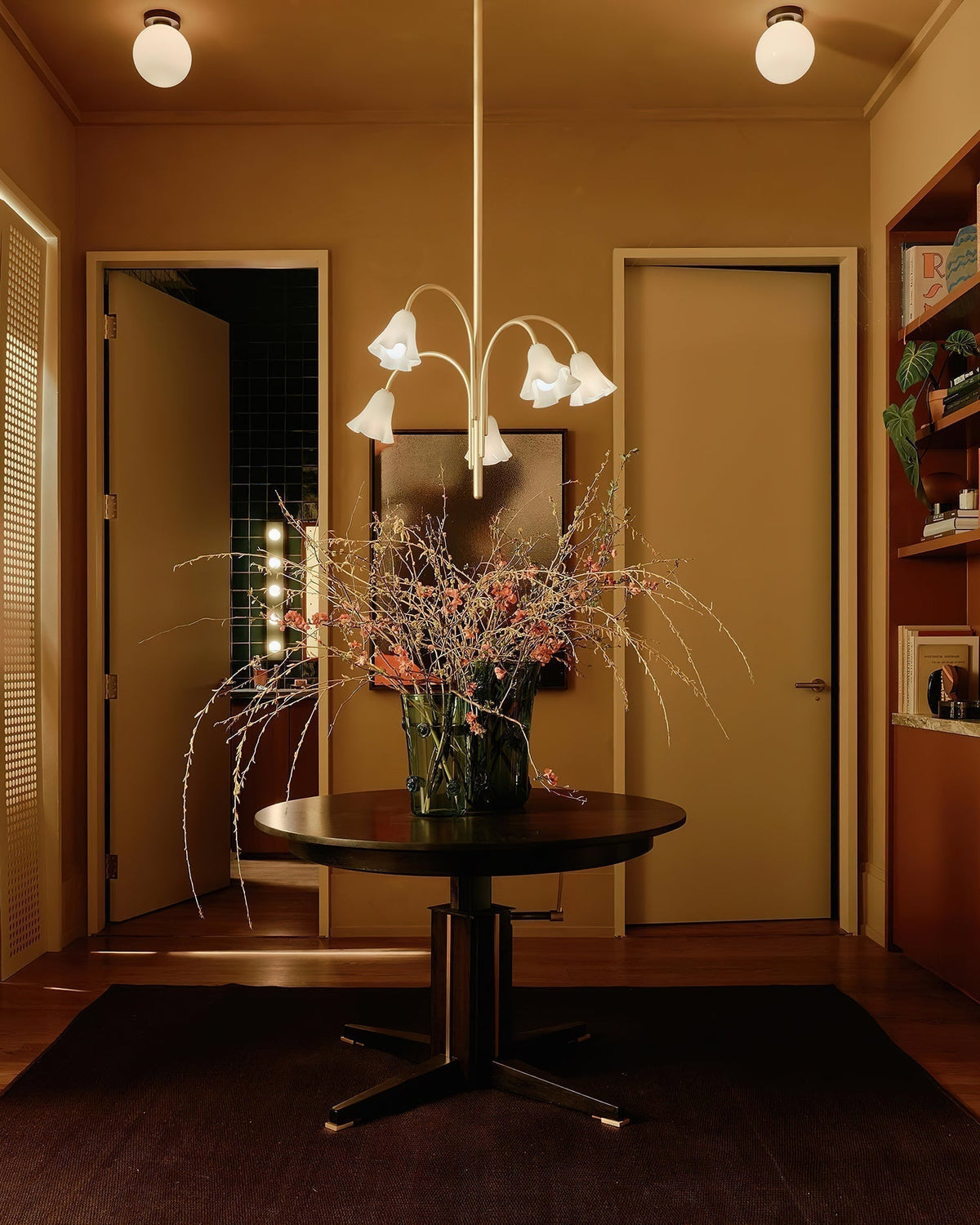 Eloria Chandelier Flower-Shaped Glass Gold Arms-Neutral Decor