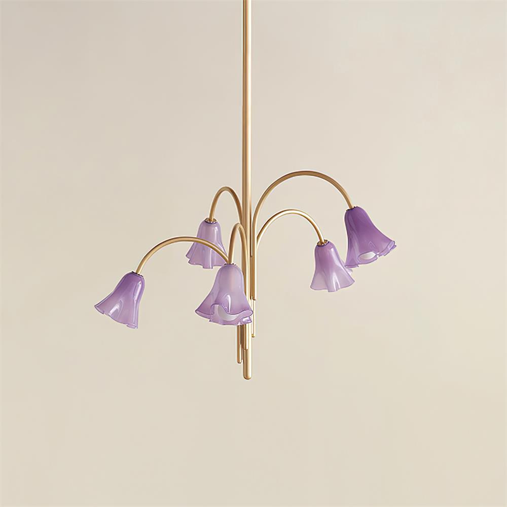 Eloria Chandelier Flower-Shaped Glass Gold Arms-Neutral Decor
