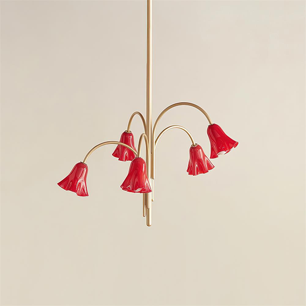 Eloria Chandelier Flower-Shaped Glass Gold Arms-Neutral Decor