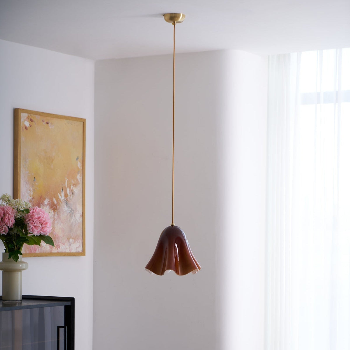 Arden Bell Glass Pendant Light-Neutral Decor