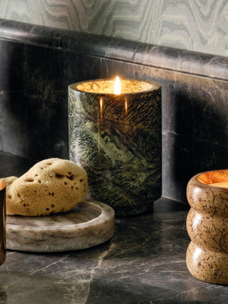 Verdant Stone Candle Holder-Neutral Decor