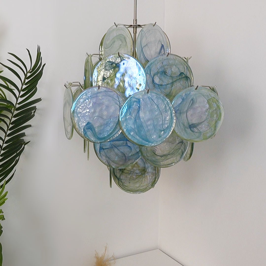 Elderia Lustre Disque en Verre de Murano Vert Nature
