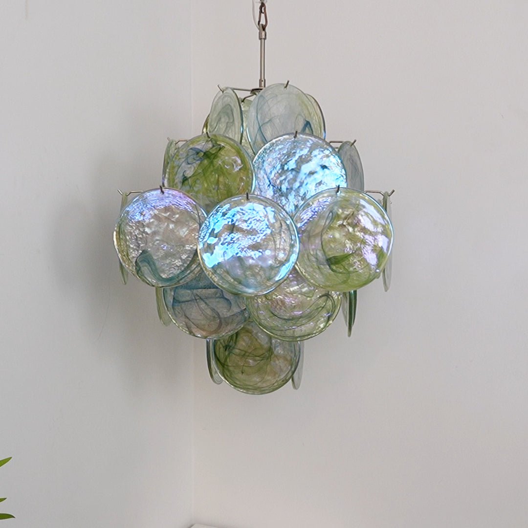 Elderia Lustre Disque en Verre de Murano Vert Nature