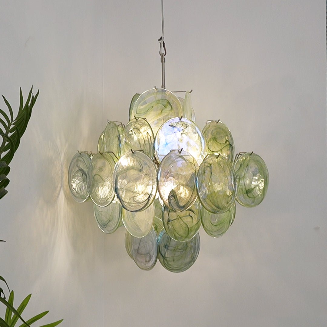 Elderia Lustre Disque en Verre de Murano Vert Nature
