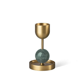 Fuldo Support à Bougies Sphérique Verdoyant en Laiton Brossé d'Intérieur Moderne du Milieu du Siècle