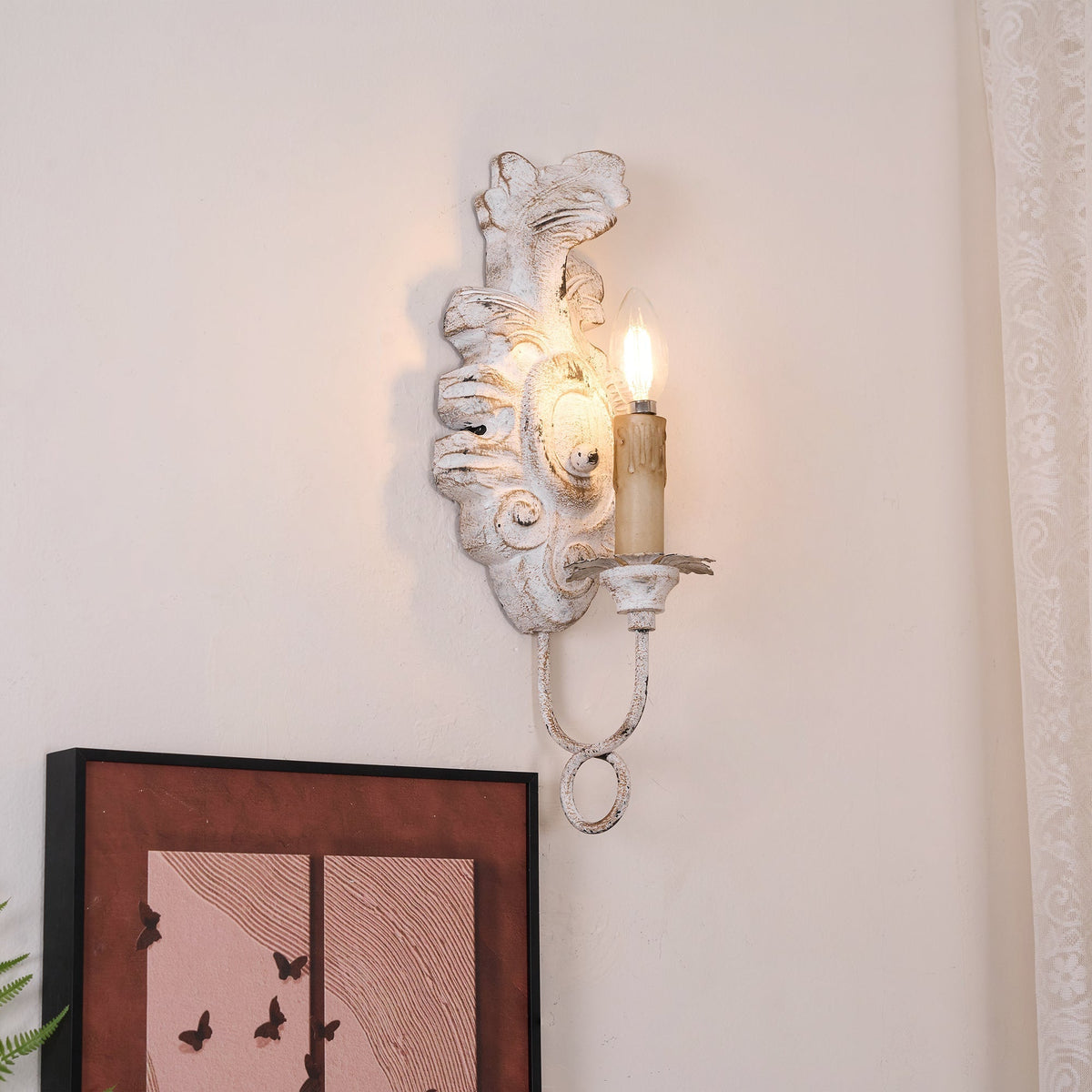 Olsilel Applique Murale Résine Métal Élégance Vintage