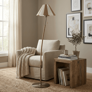 Verona Curved Striped Floor Lamp-Neutral Decor