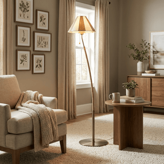 Verona Curved Striped Floor Lamp-Neutral Decor