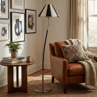 Verona Curved Striped Floor Lamp-Neutral Decor