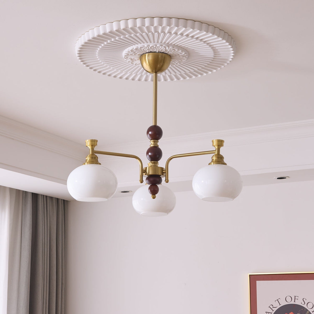 Meluna Lustre Bois Verre Élégance Traditionnelle