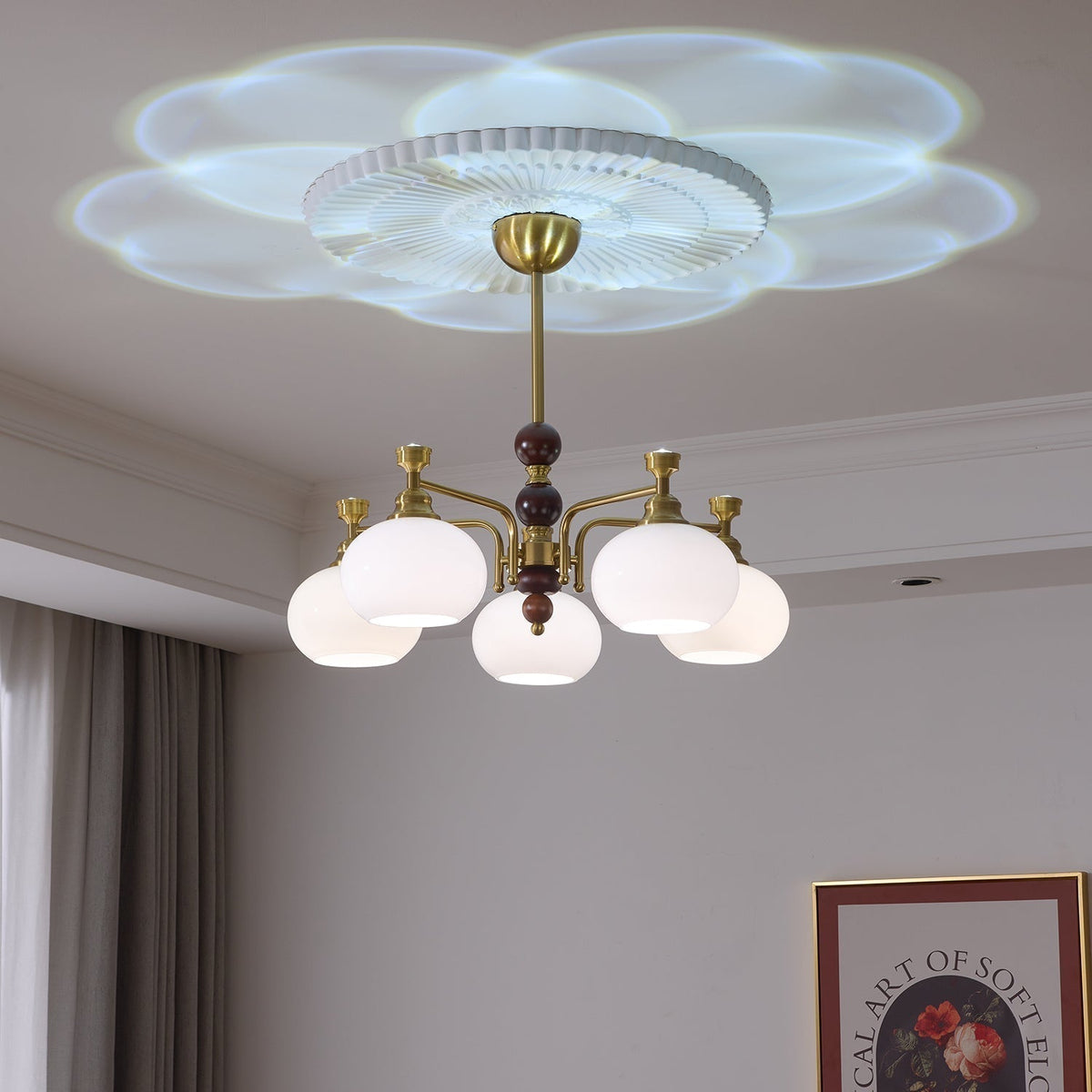 Meluna Lustre Bois Verre Élégance Traditionnelle