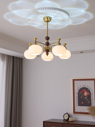 Aursolos Lustre Bois Verre Élégance Traditionnelle