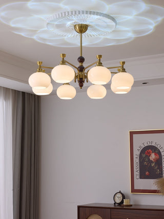Aursolos Lustre Bois Verre Élégance Traditionnelle