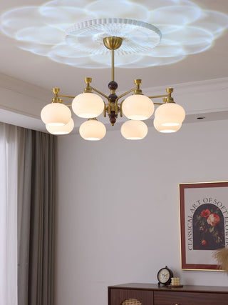 Aursolos Lustre Bois Verre Élégance Traditionnelle