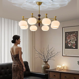 Aursolos Lustre Bois Verre Élégance Traditionnelle