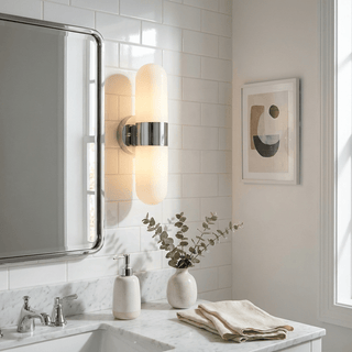 Vertical Capsule Glass Wall Sconce-Neutral Decor