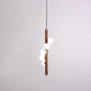 Lustra Suspension Linéaire en Bois et Verre
