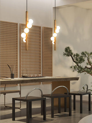 Lustra Suspension Linéaire en Bois et Verre