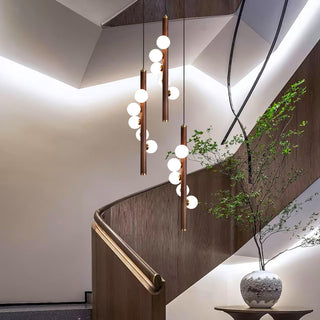 Lustra Suspension Linéaire en Bois et Verre