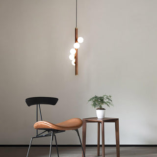 Lustra Suspension Linéaire en Bois et Verre