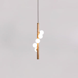 Lustra Suspension Linéaire en Bois et Verre