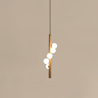 Lustra Suspension Linéaire en Bois et Verre