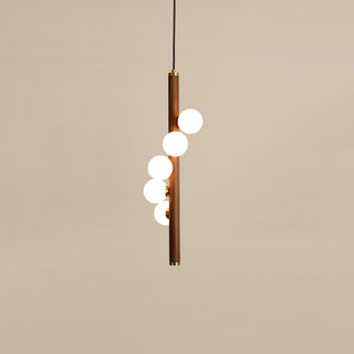 Lustra Suspension Linéaire en Bois et Verre