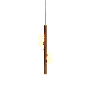 Lustra Suspension Linéaire en Bois et Verre