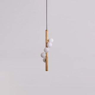Lustra Suspension Linéaire en Bois et Verre
