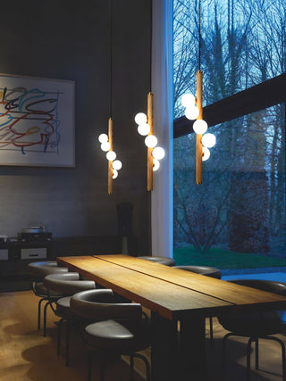 Lustra Suspension Linéaire en Bois et Verre