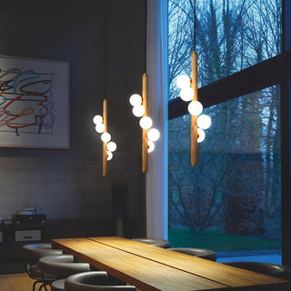 Lustra Suspension Linéaire en Bois et Verre
