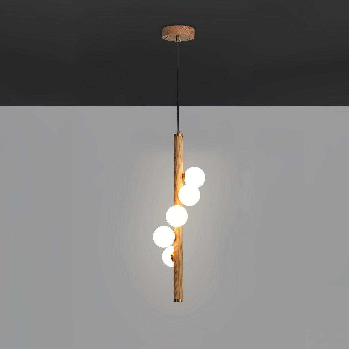 Meline Suspension Linéaire en Bois et Verre