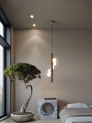 Lustra Suspension Linéaire en Bois et Verre