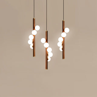 Lustra Suspension Linéaire en Bois et Verre
