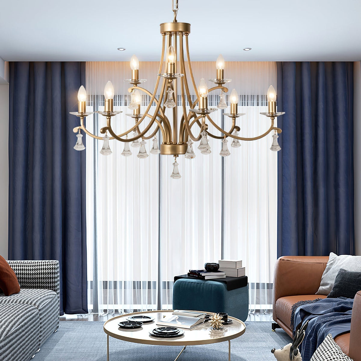 Cuvenara Lustre Laiton Cristal Luxe Postmoderne