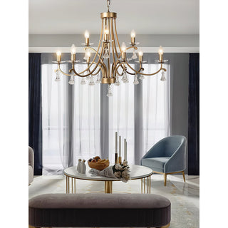 Cuvenara Lustre Laiton Cristal Luxe Postmoderne
