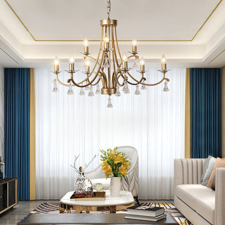 Cuvenara Lustre Laiton Cristal Luxe Postmoderne