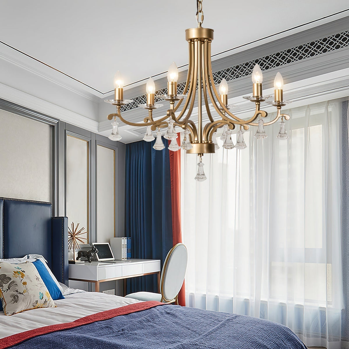 Cuvenara Lustre Laiton Cristal Luxe Postmoderne