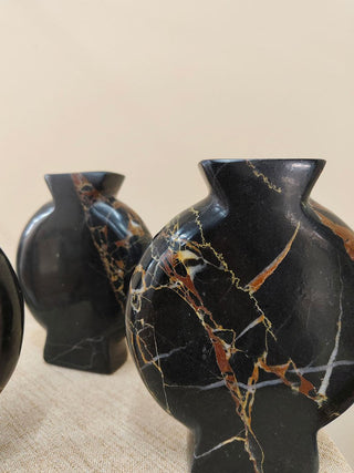 Vetra Noir Marble Vase-Neutral Decor